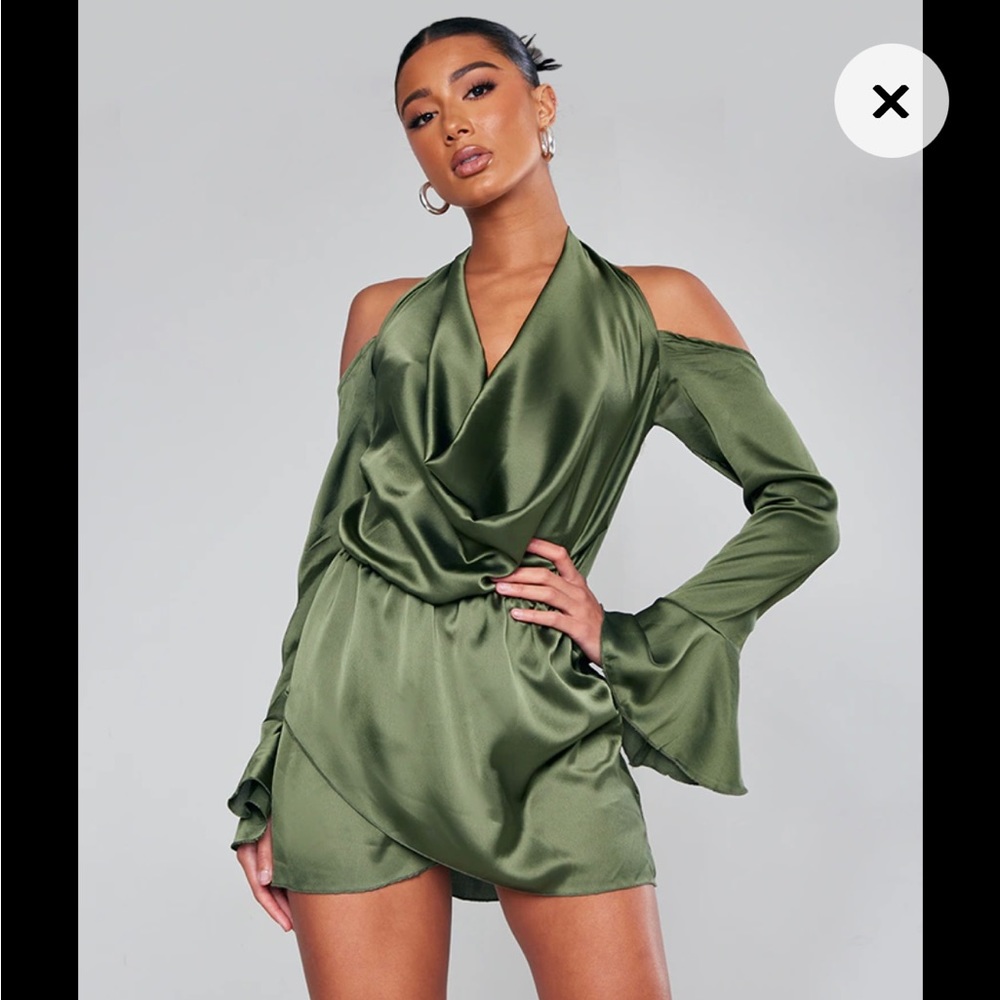 Never worn satin cold shoulder drees